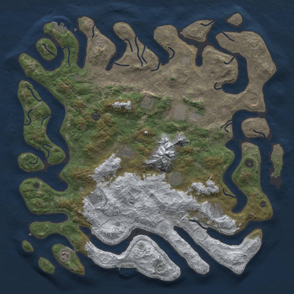 Rust Map: Procedural Map, Size: 5000, Seed: 1111154, 19 Monuments