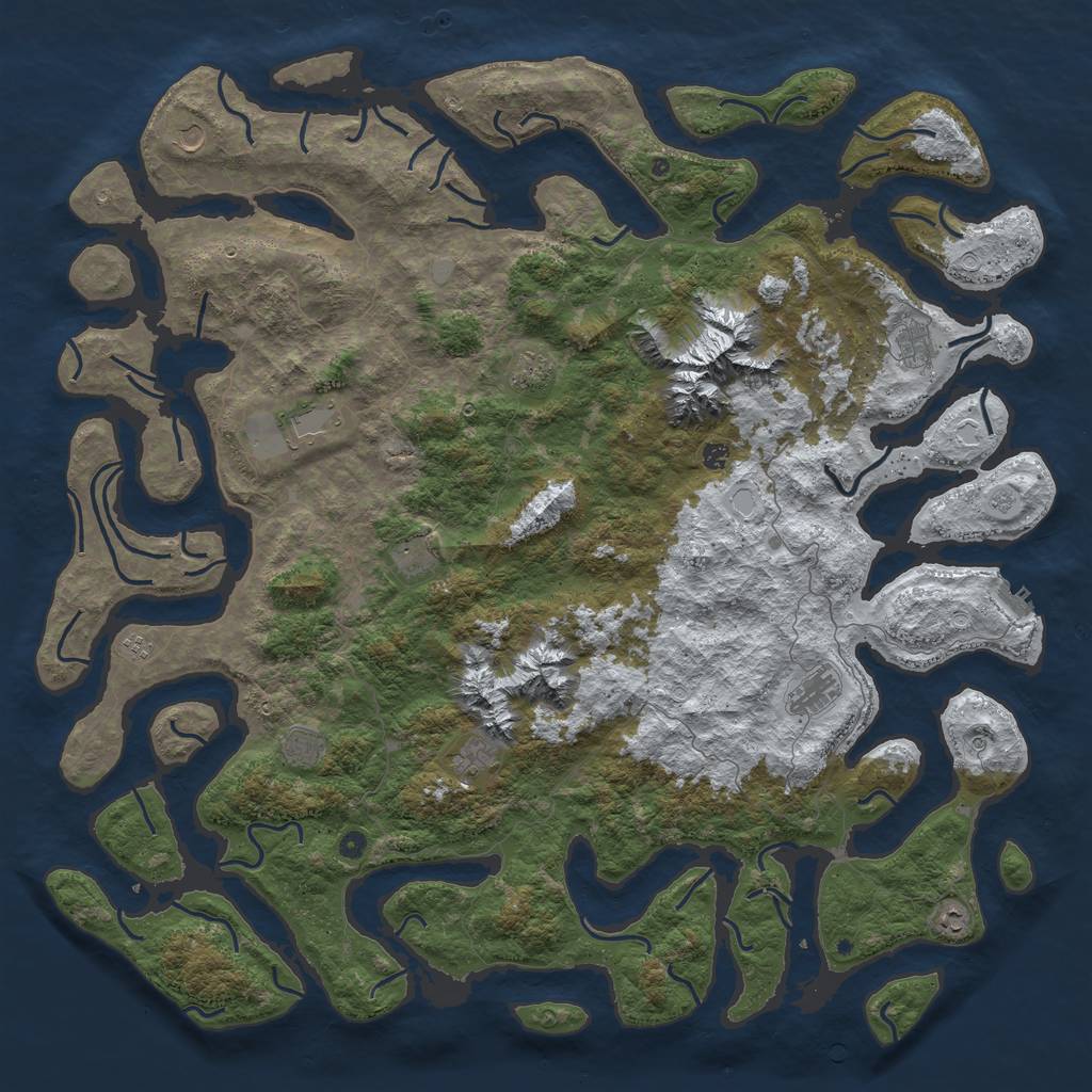 Rust Map: Procedural Map, Size: 6000, Seed: 50500, 19 Monuments