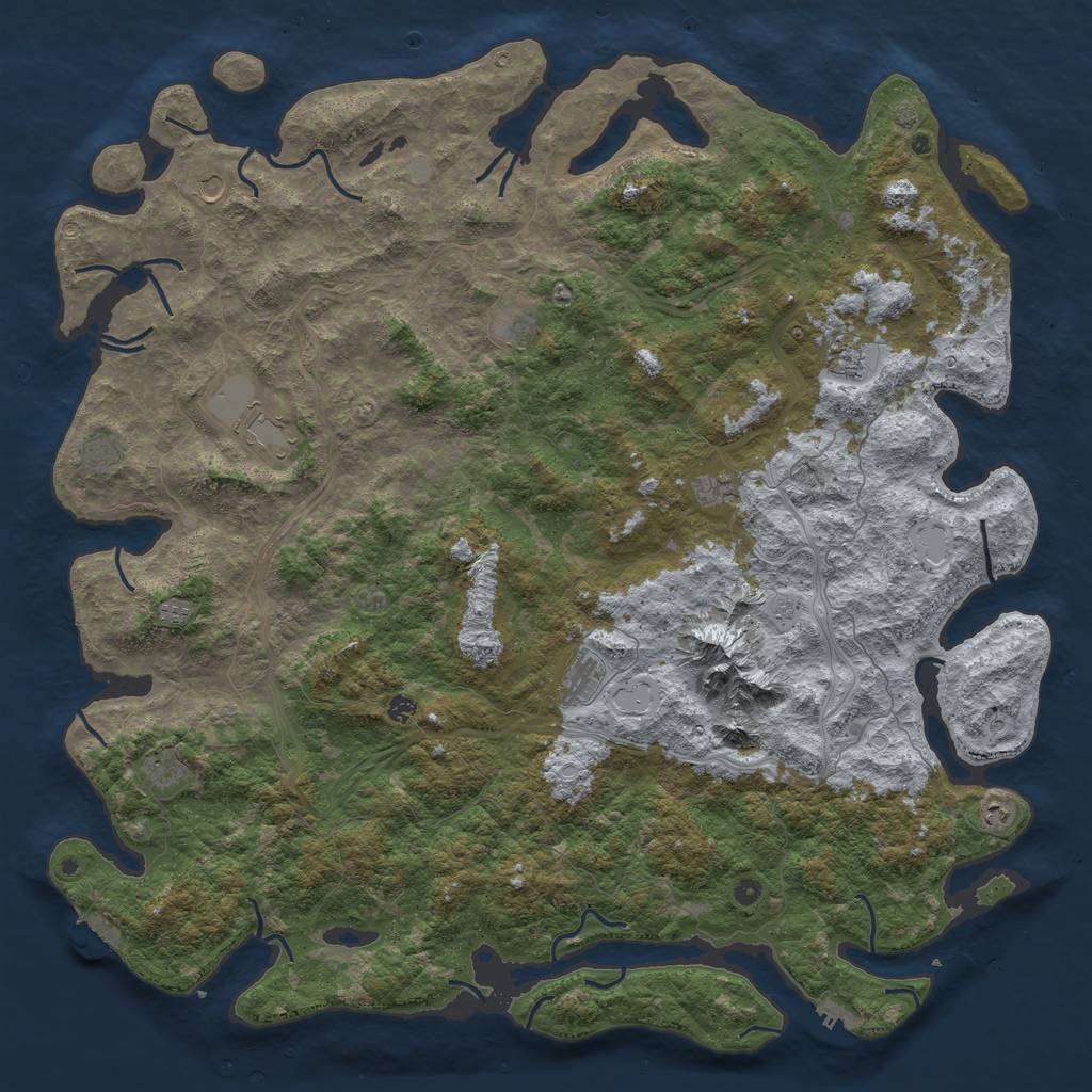 Rust Map: Procedural Map, Size: 6000, Seed: 4, 19 Monuments