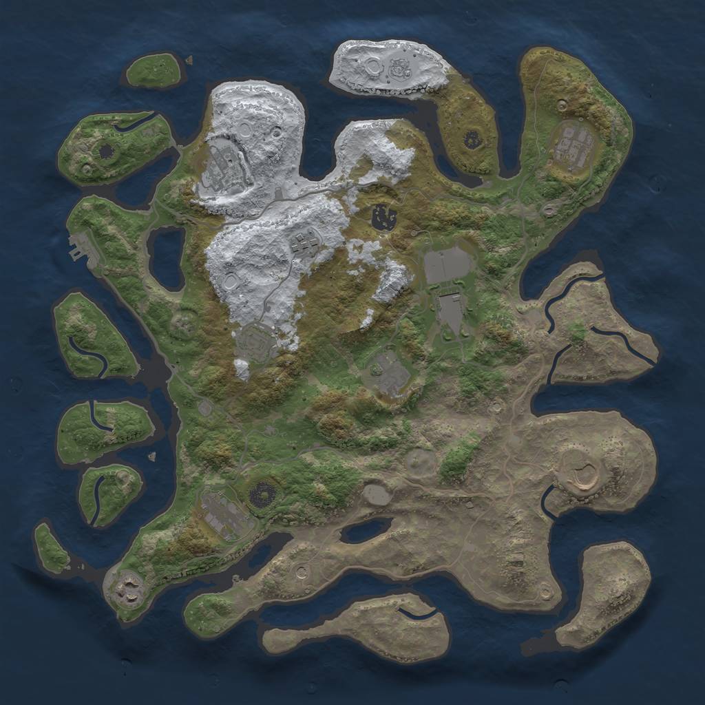 Rust Map: Procedural Map, Size: 4000, Seed: 1021484040, 18 Monuments