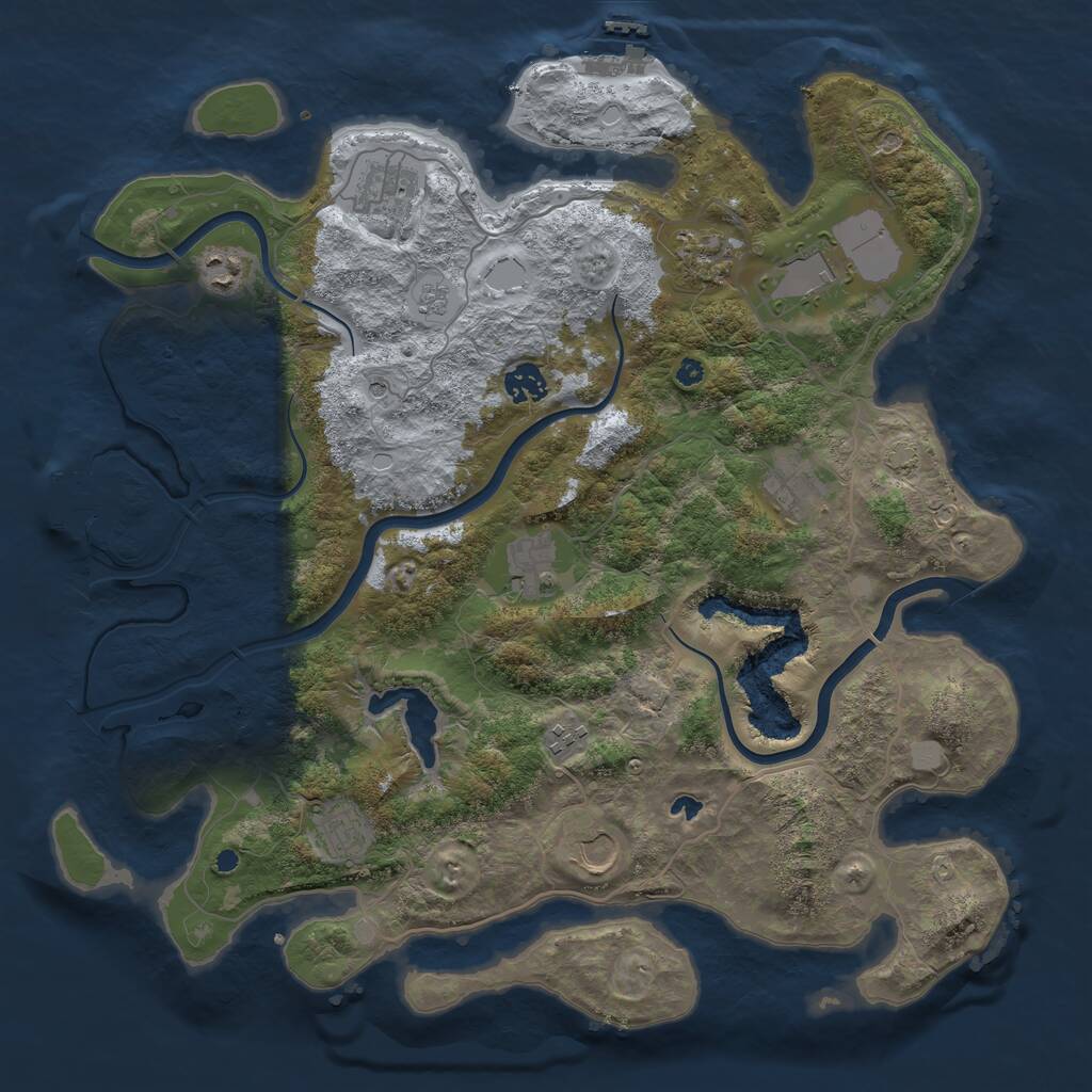Rust Map: Procedural Map, Size: 4000, Seed: 1021484040, 16 Monuments