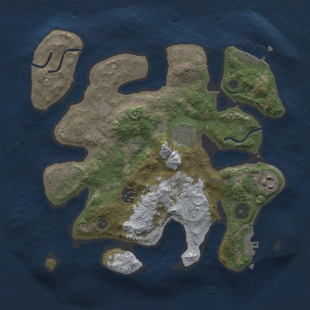 Rust Map: Procedural Map, Size: 3000, Seed: 663490, 12 Monuments