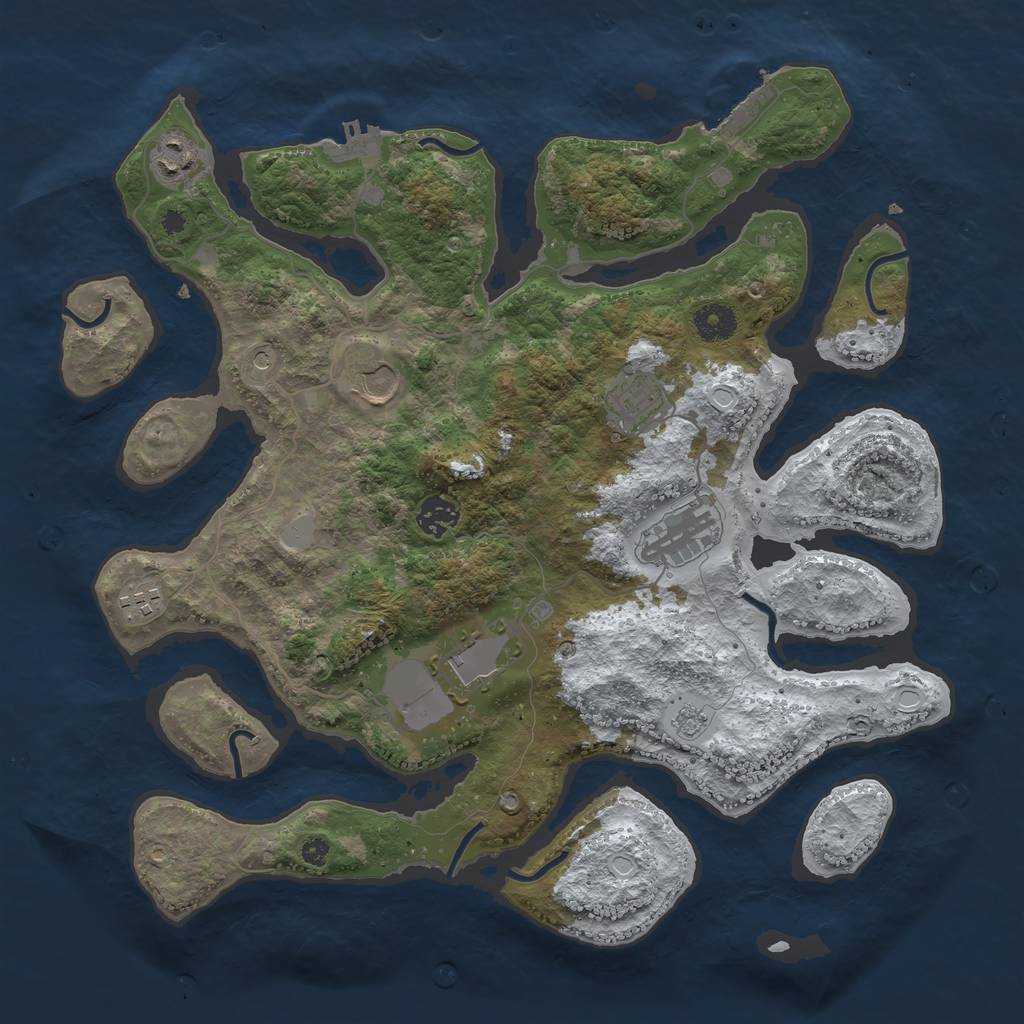 Rust Map: Procedural Map, Size: 3800, Seed: 71285, 16 Monuments