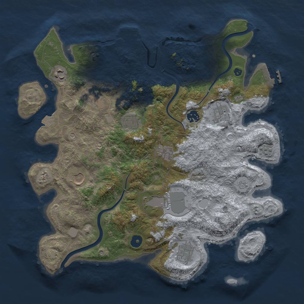 Rust Map: Procedural Map, Size: 3800, Seed: 71285, 16 Monuments