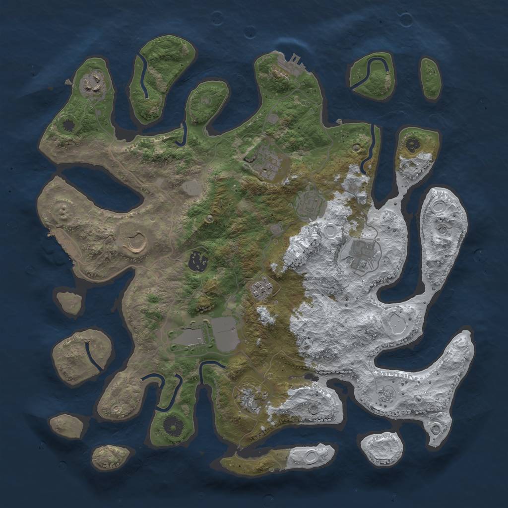 Rust Map: Procedural Map, Size: 3800, Seed: 486893486, 18 Monuments
