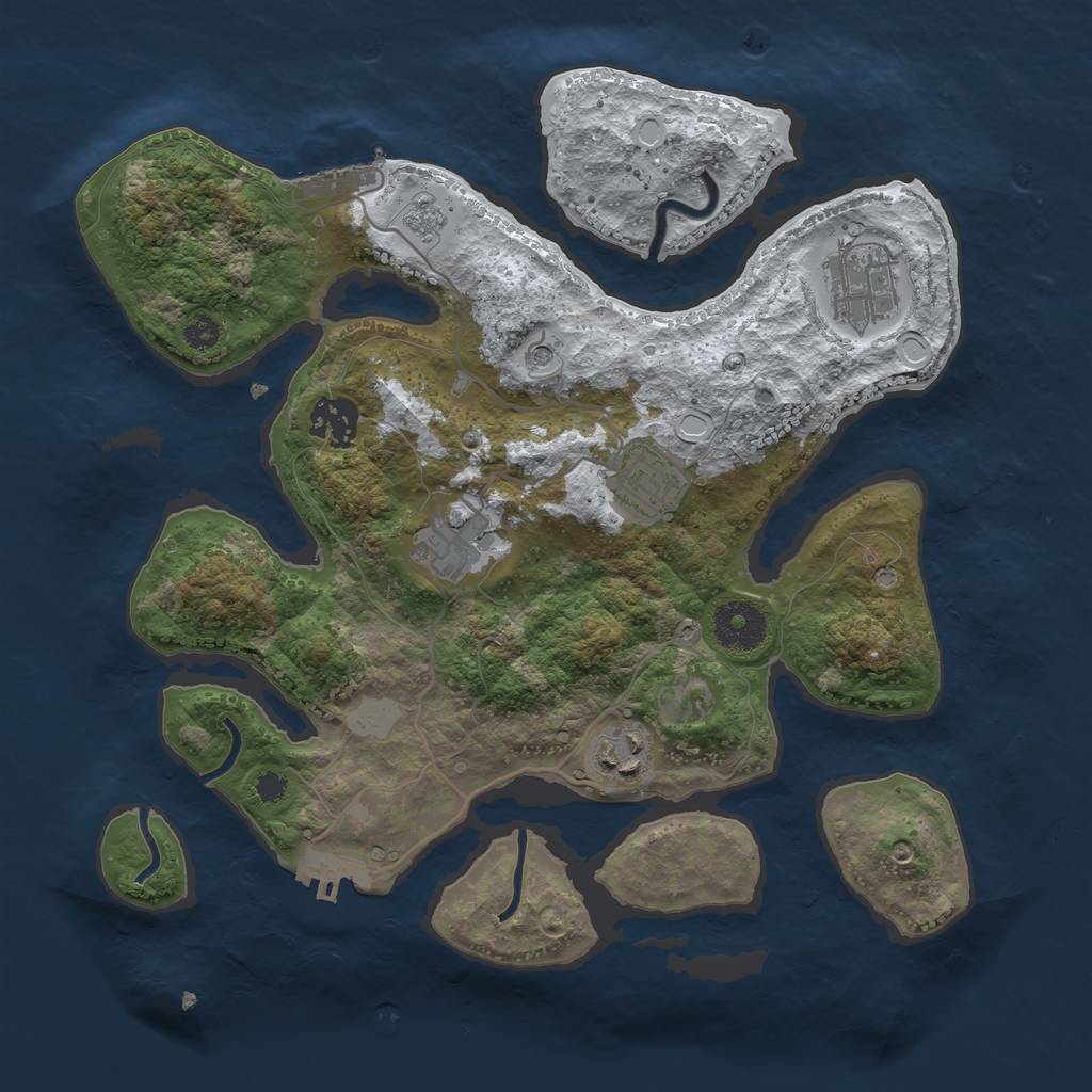 Rust Map: Procedural Map, Size: 3200, Seed: 44252, 14 Monuments