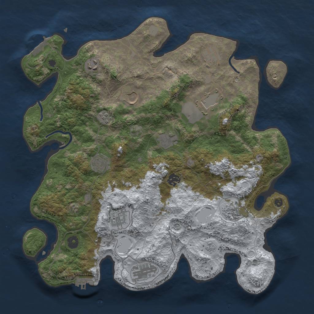 Rust Map: Procedural Map, Size: 3850, Seed: 1063272924, 20 Monuments