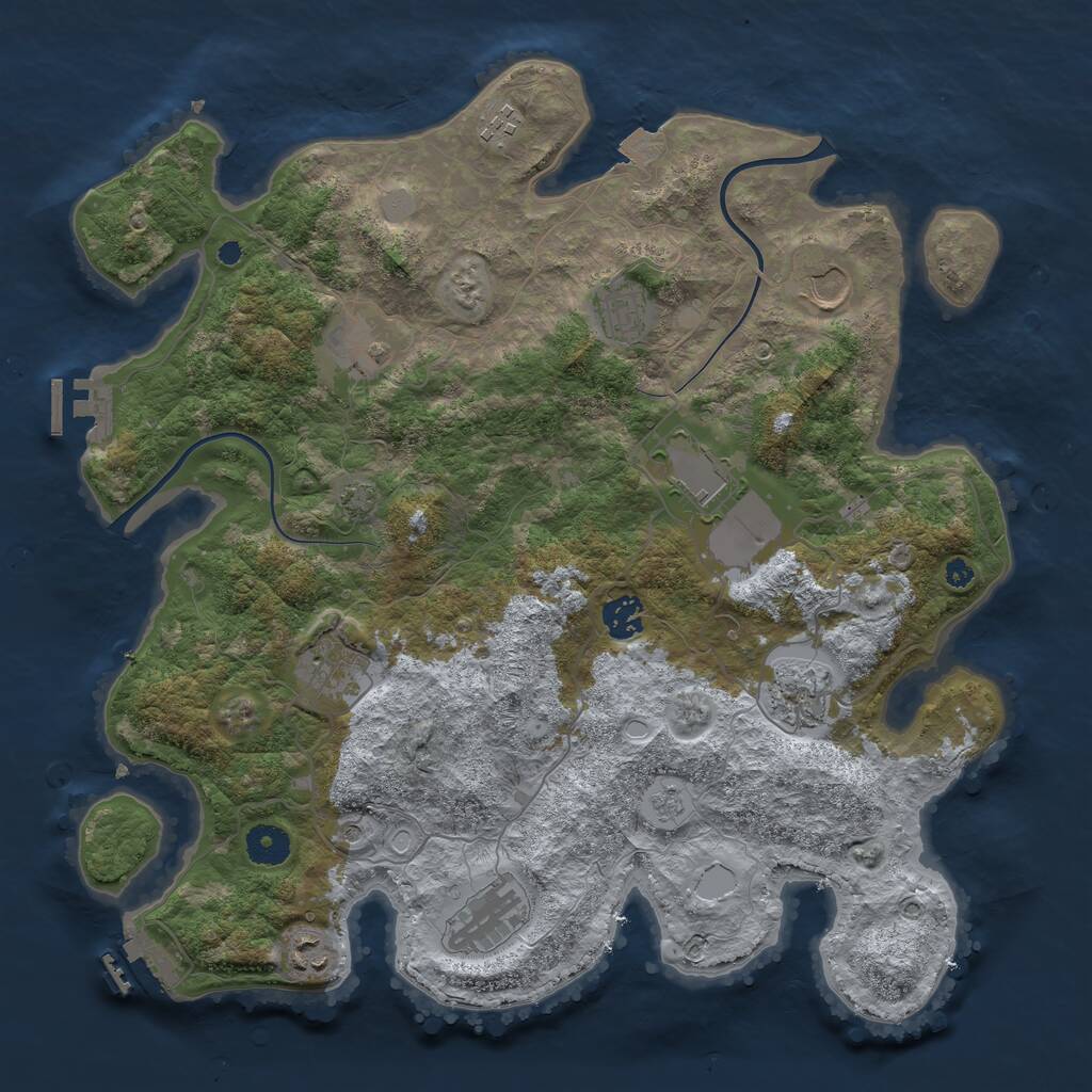 Rust Map: Procedural Map, Size: 3850, Seed: 1063272924, 16 Monuments