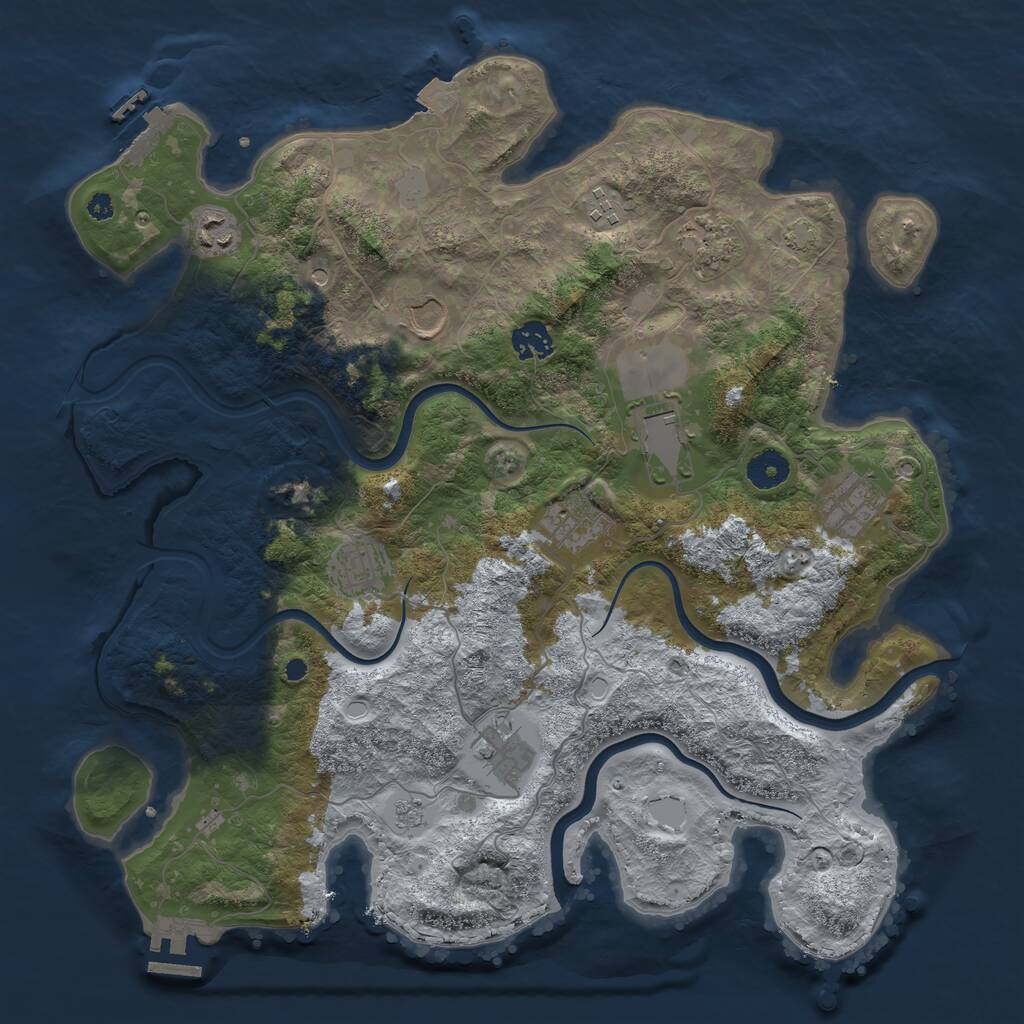 Rust Map: Procedural Map, Size: 3850, Seed: 1063272924, 16 Monuments