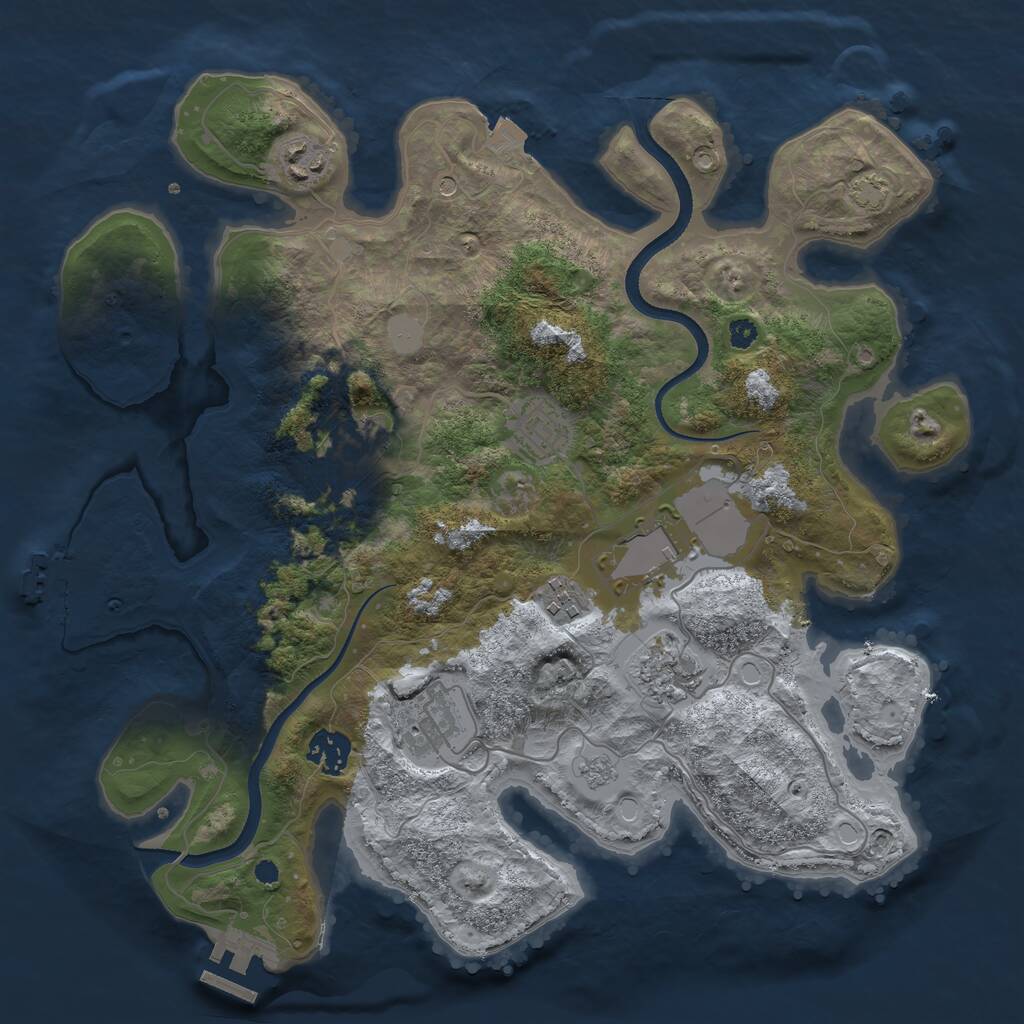 Rust Map: Procedural Map, Size: 3500, Seed: 1421665, 14 Monuments