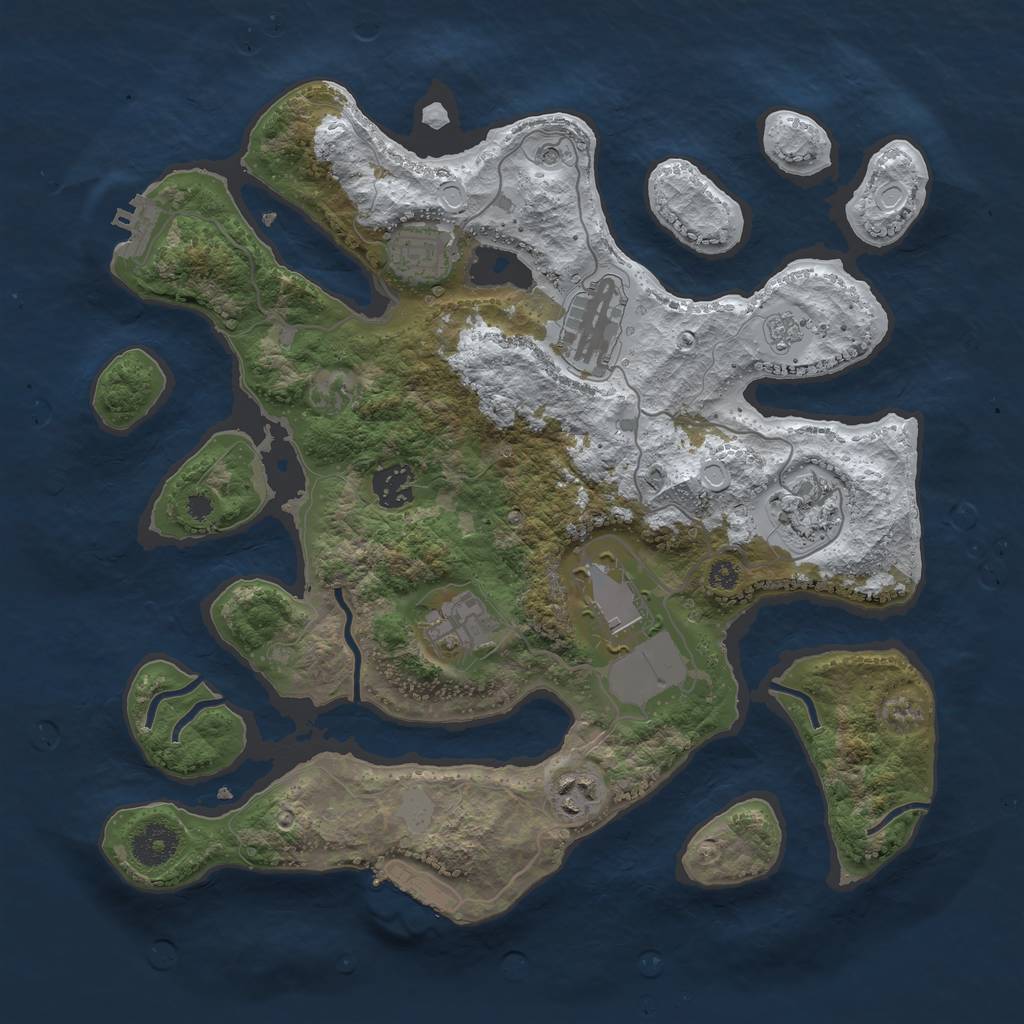 Rust Map: Procedural Map, Size: 3500, Seed: 461590655, 16 Monuments