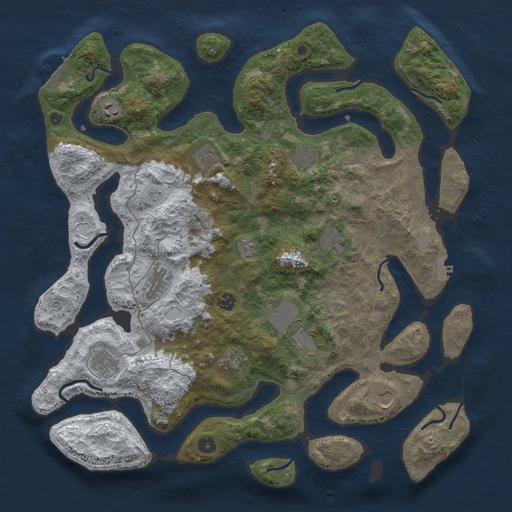 Rust Map: Procedural Map, Size: 4444, Seed: 666666666, 20 Monuments