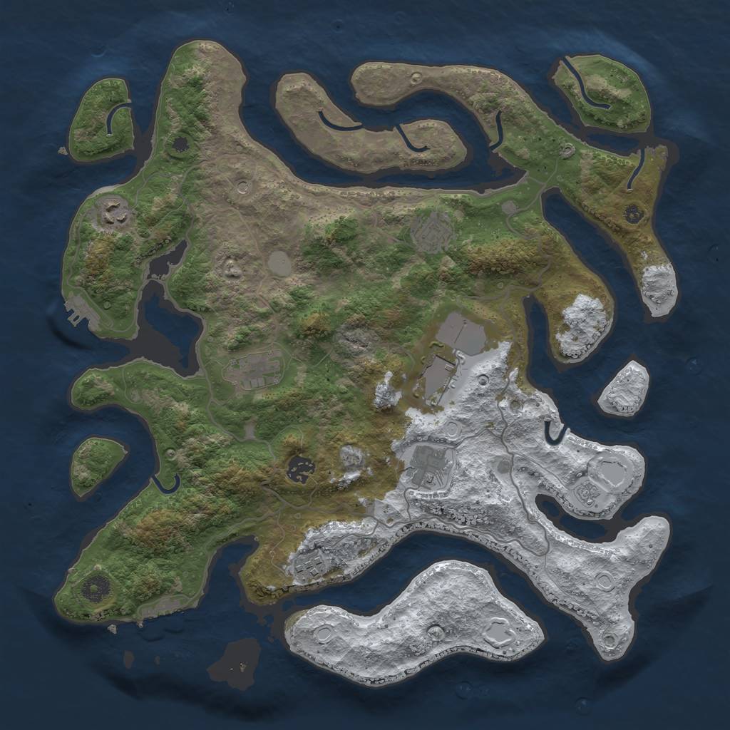 Rust Map: Procedural Map, Size: 4000, Seed: 884599851, 16 Monuments
