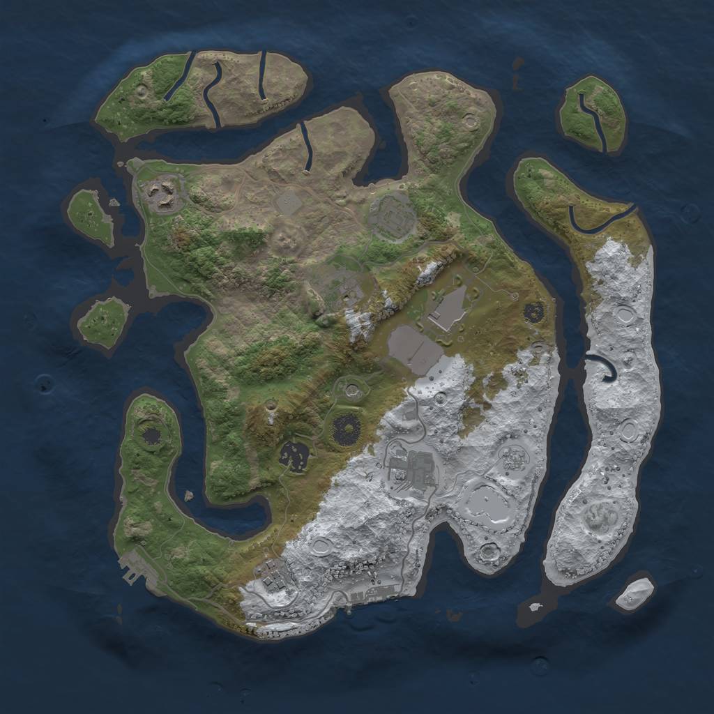 Rust Map: Procedural Map, Size: 3500, Seed: 1077707068, 16 Monuments