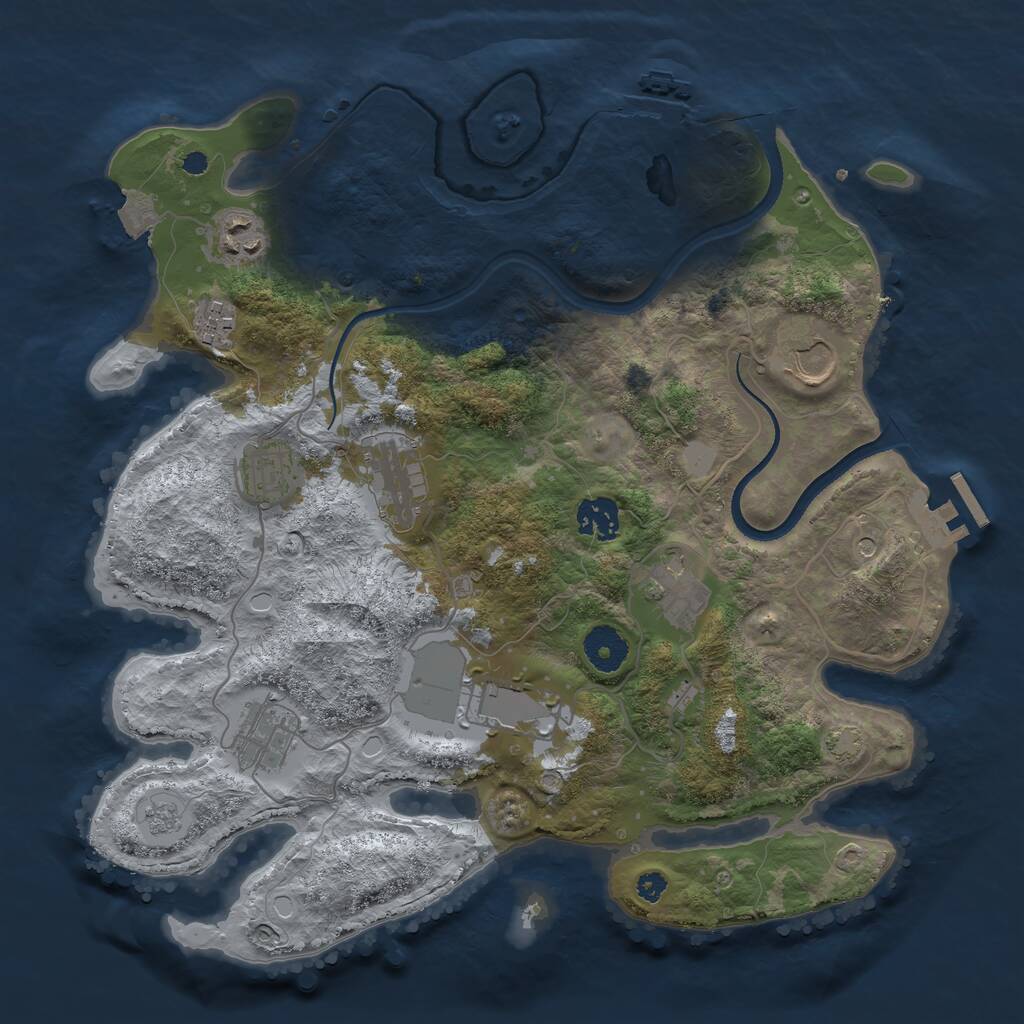 Rust Map: Procedural Map, Size: 3500, Seed: 963519964, 15 Monuments