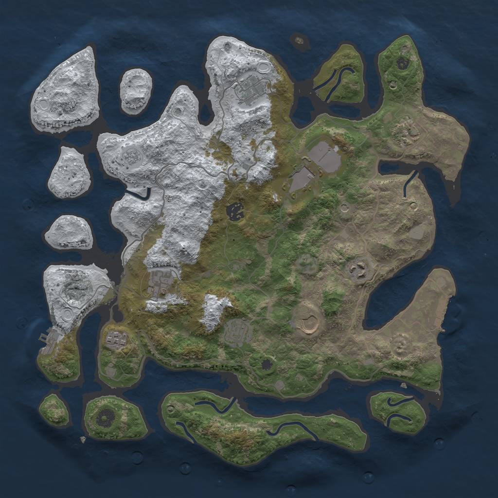 Rust Map: Procedural Map, Size: 4000, Seed: 852597, 18 Monuments