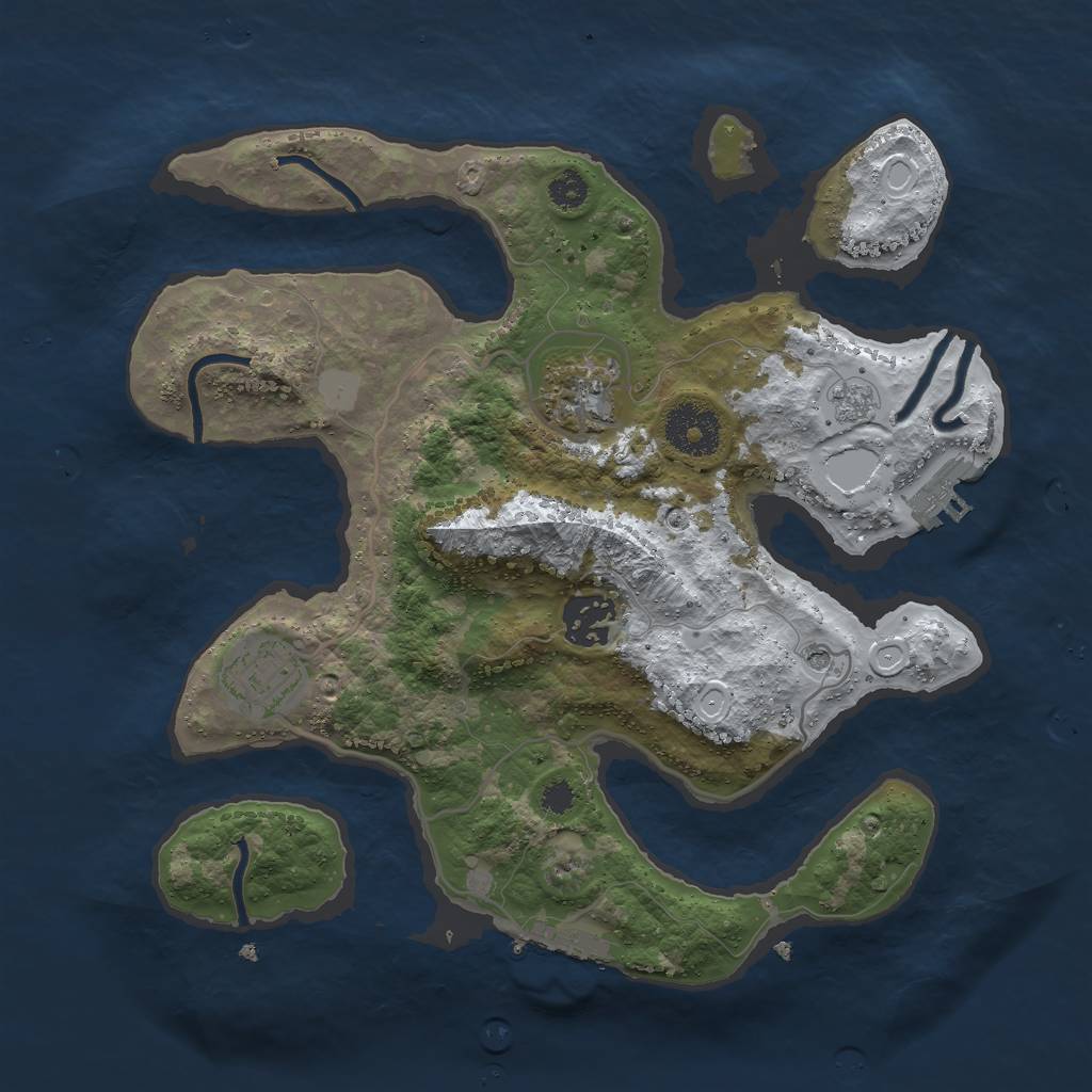 Rust Map: Procedural Map, Size: 3000, Seed: 1109990263, 12 Monuments