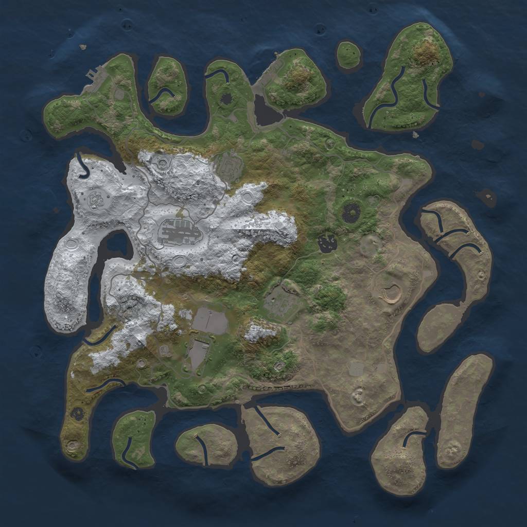 Rust Map: Procedural Map, Size: 4050, Seed: 1830305717, 15 Monuments