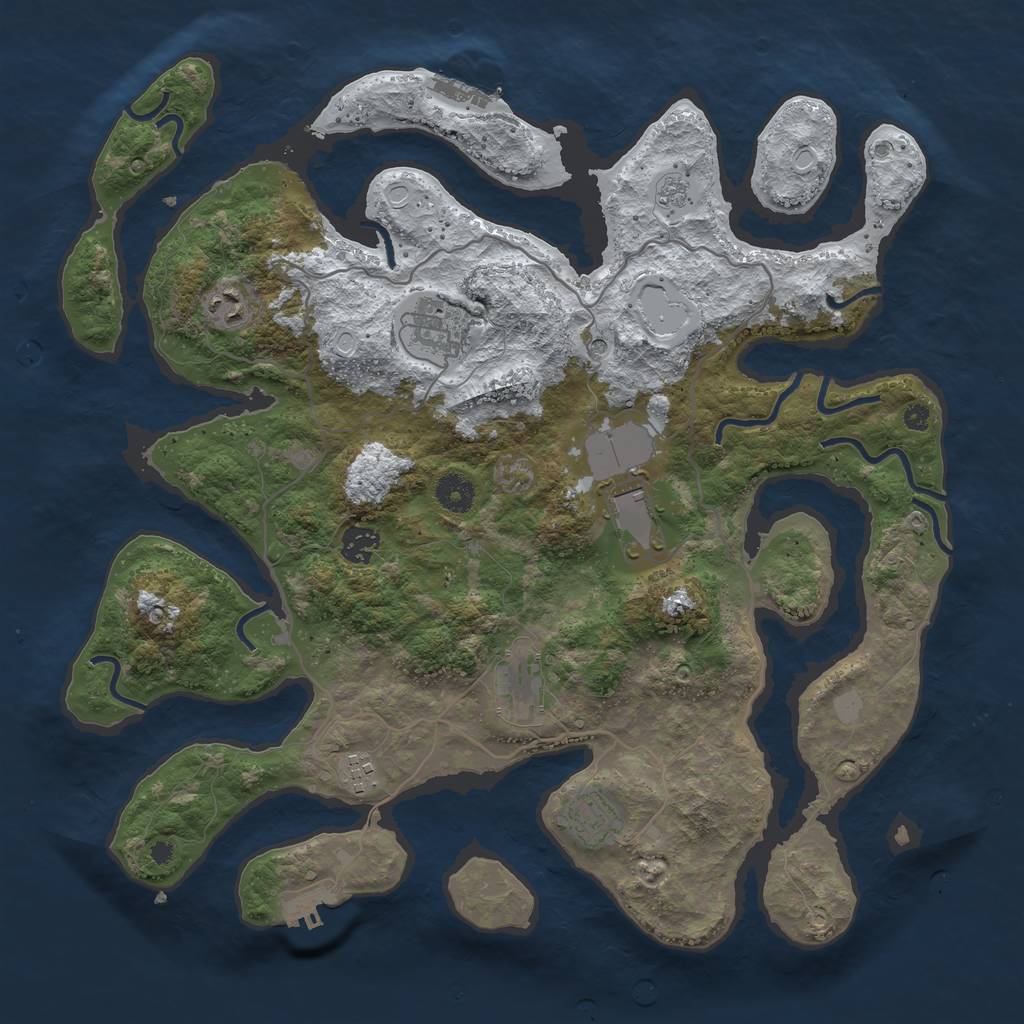 Rust Map: Procedural Map, Size: 4000, Seed: 34445, 16 Monuments