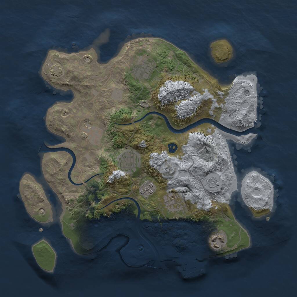 Rust Map: Procedural Map, Size: 3000, Seed: 2200000, 10 Monuments