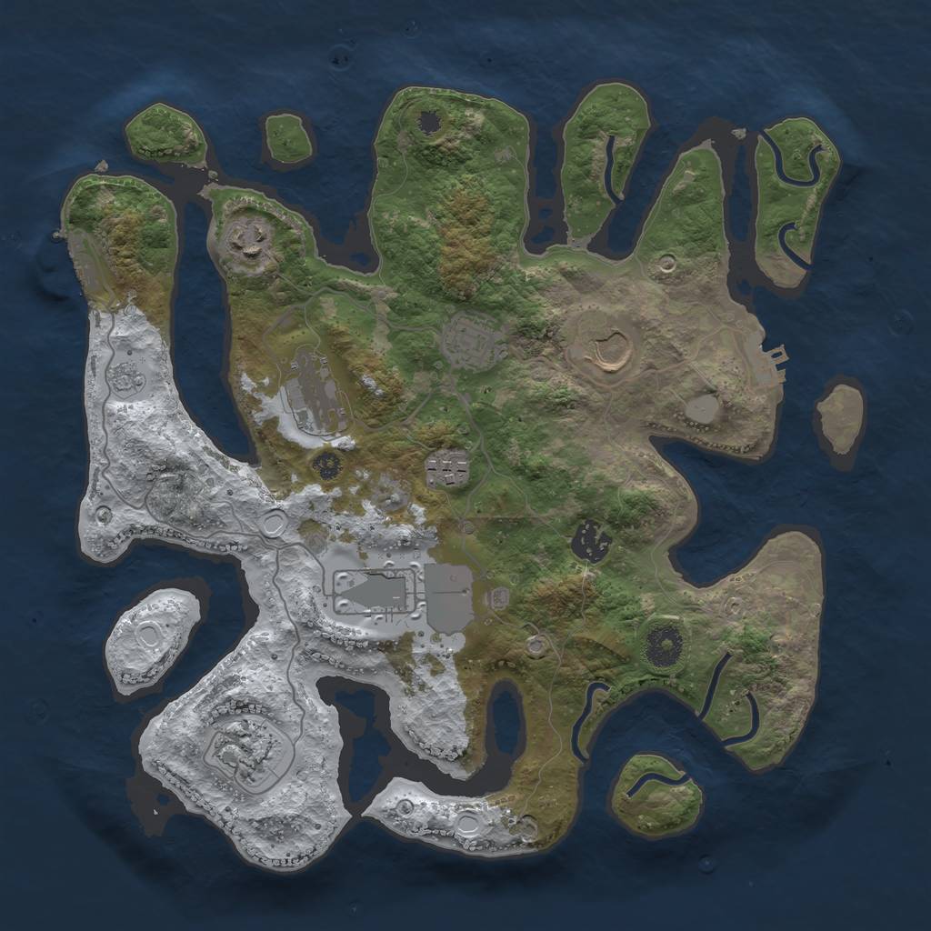 Rust Map: Procedural Map, Size: 3500, Seed: 1124242529, 16 Monuments