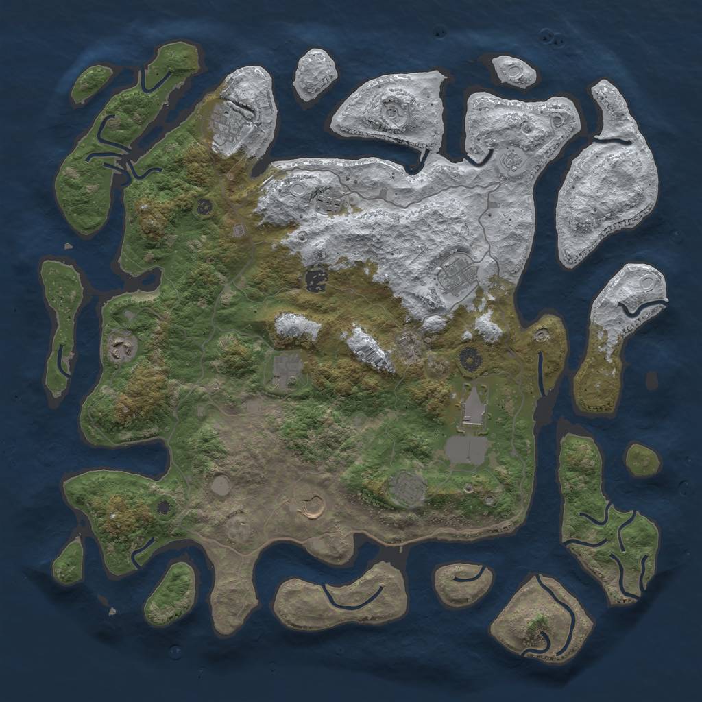 Rust Map: Procedural Map, Size: 4500, Seed: 1059431902, 16 Monuments