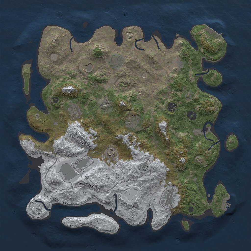 Rust Map: Procedural Map, Size: 4000, Seed: 498480699, 19 Monuments