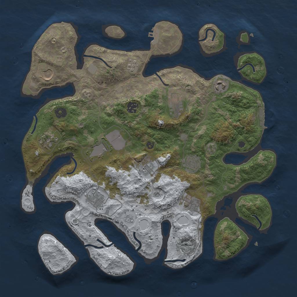 Rust Map: Procedural Map, Size: 3850, Seed: 24873819, 20 Monuments