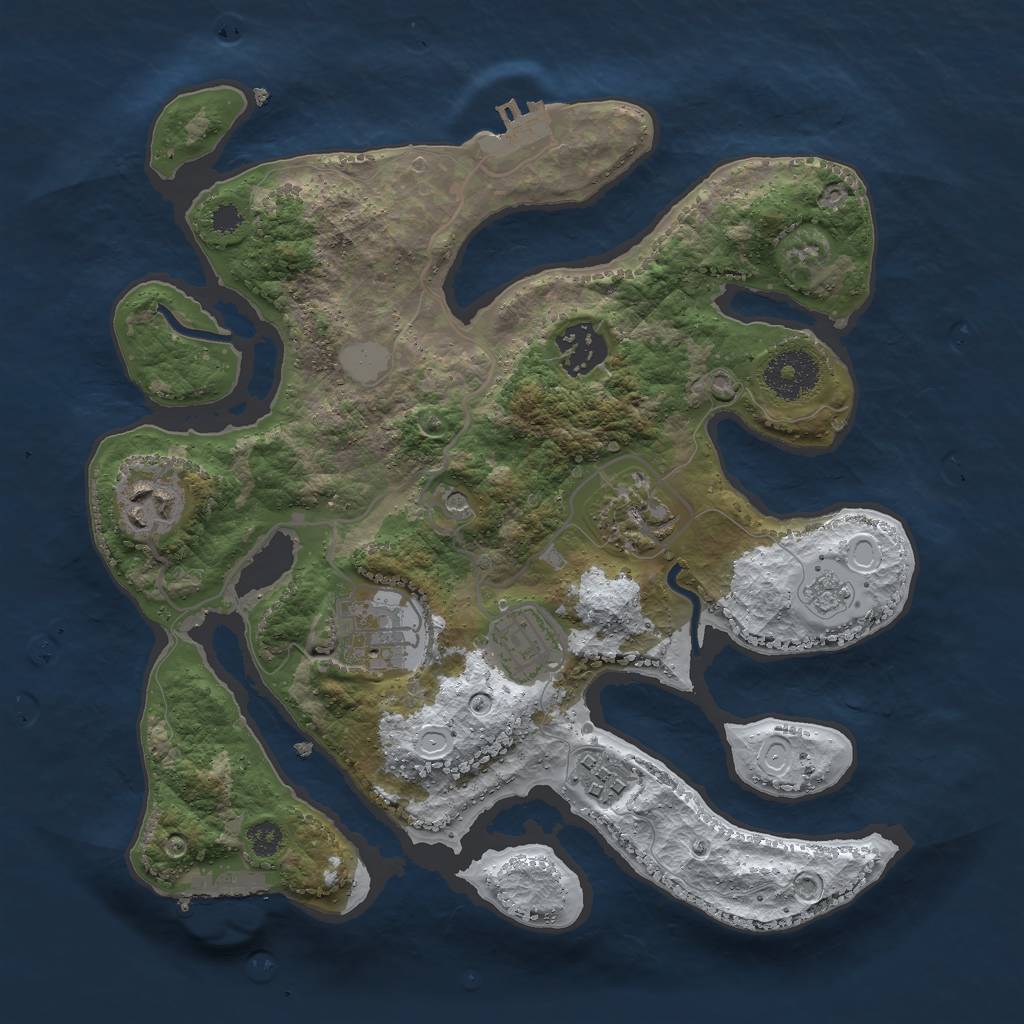 Rust Map: Procedural Map, Size: 3000, Seed: 4228564, 15 Monuments