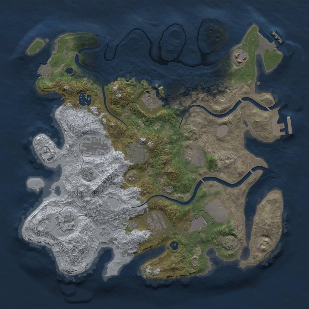 Rust Map: Procedural Map, Size: 3500, Seed: 1243945659, 16 Monuments