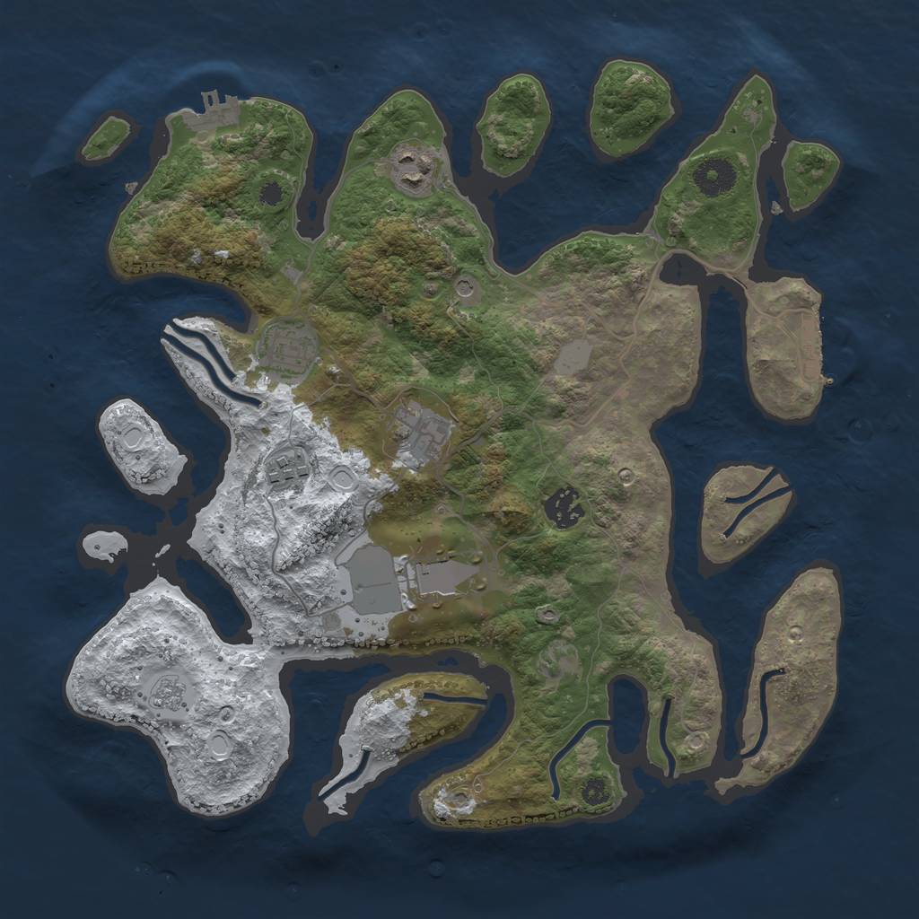 Rust Map: Procedural Map, Size: 3500, Seed: 1243945659, 15 Monuments