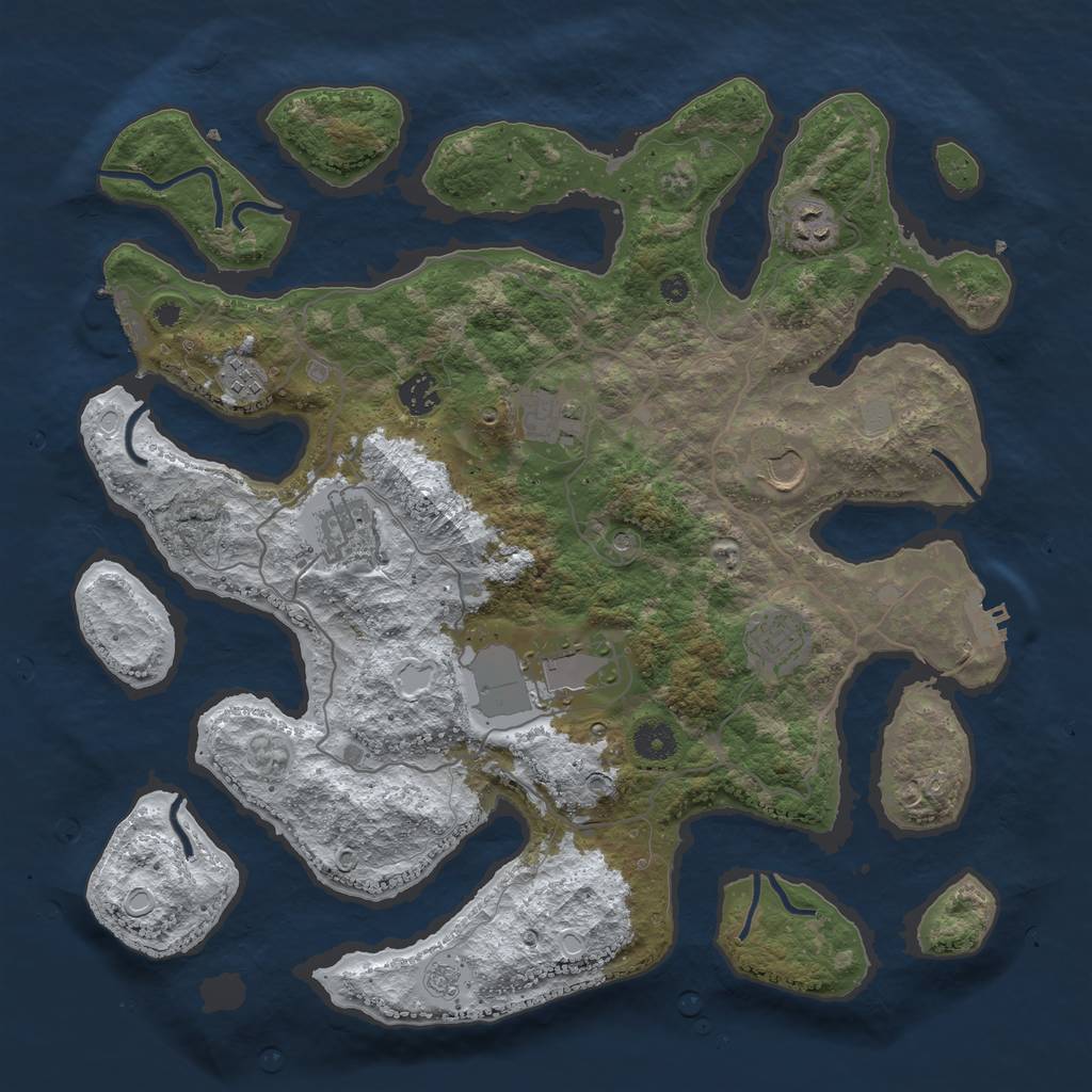 Rust Map: Procedural Map, Size: 4000, Seed: 1104312621, 17 Monuments