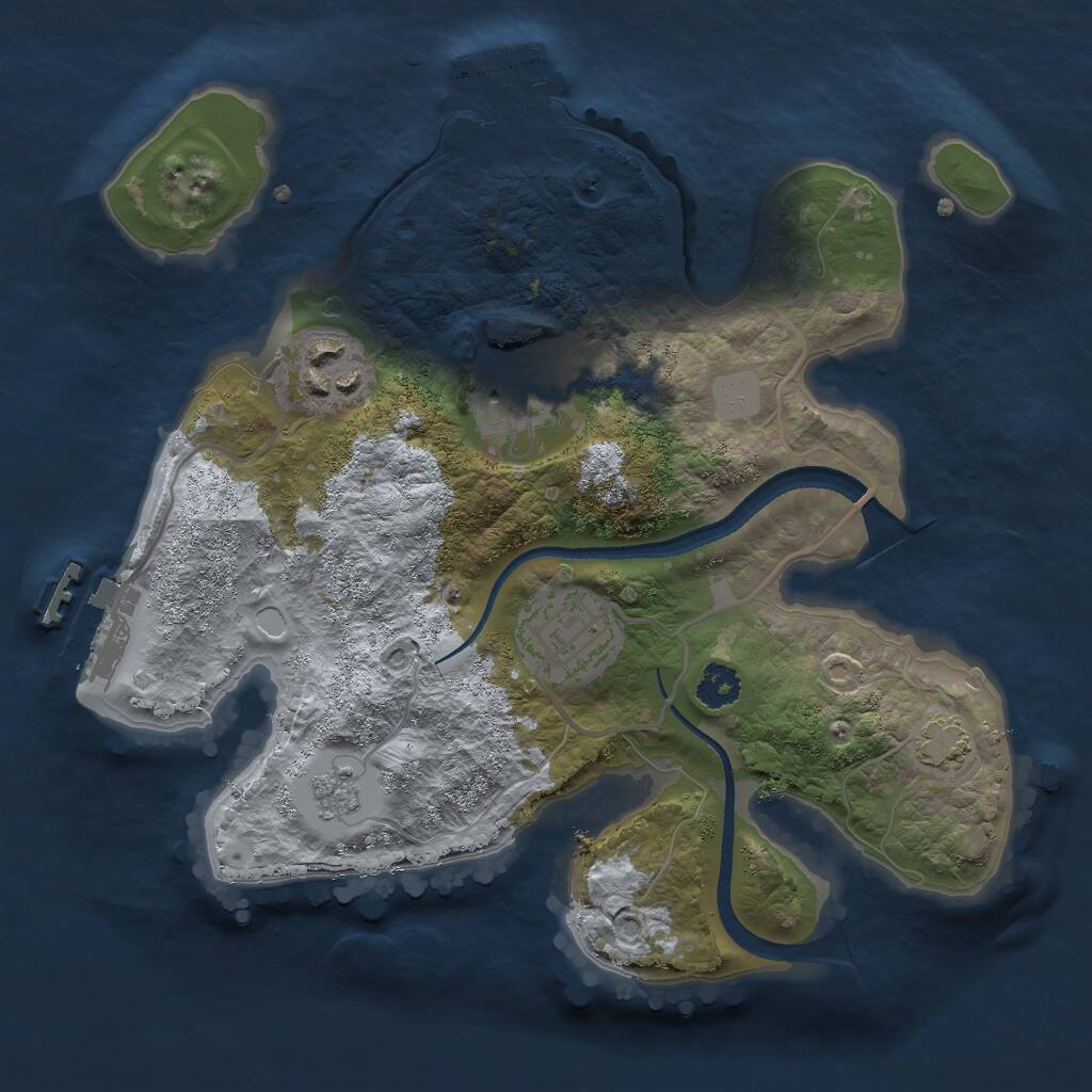 Rust Map: Procedural Map, Size: 2500, Seed: 2084057247, 8 Monuments