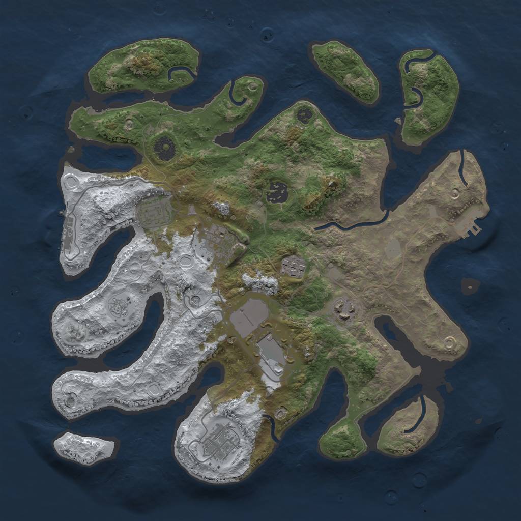 Rust Map: Procedural Map, Size: 3500, Seed: 63728426, 16 Monuments