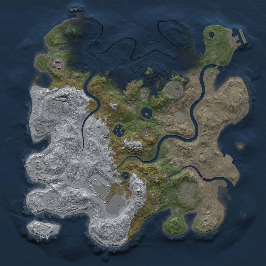 Rust Map: Procedural Map, Size: 3500, Seed: 63728426, 15 Monuments