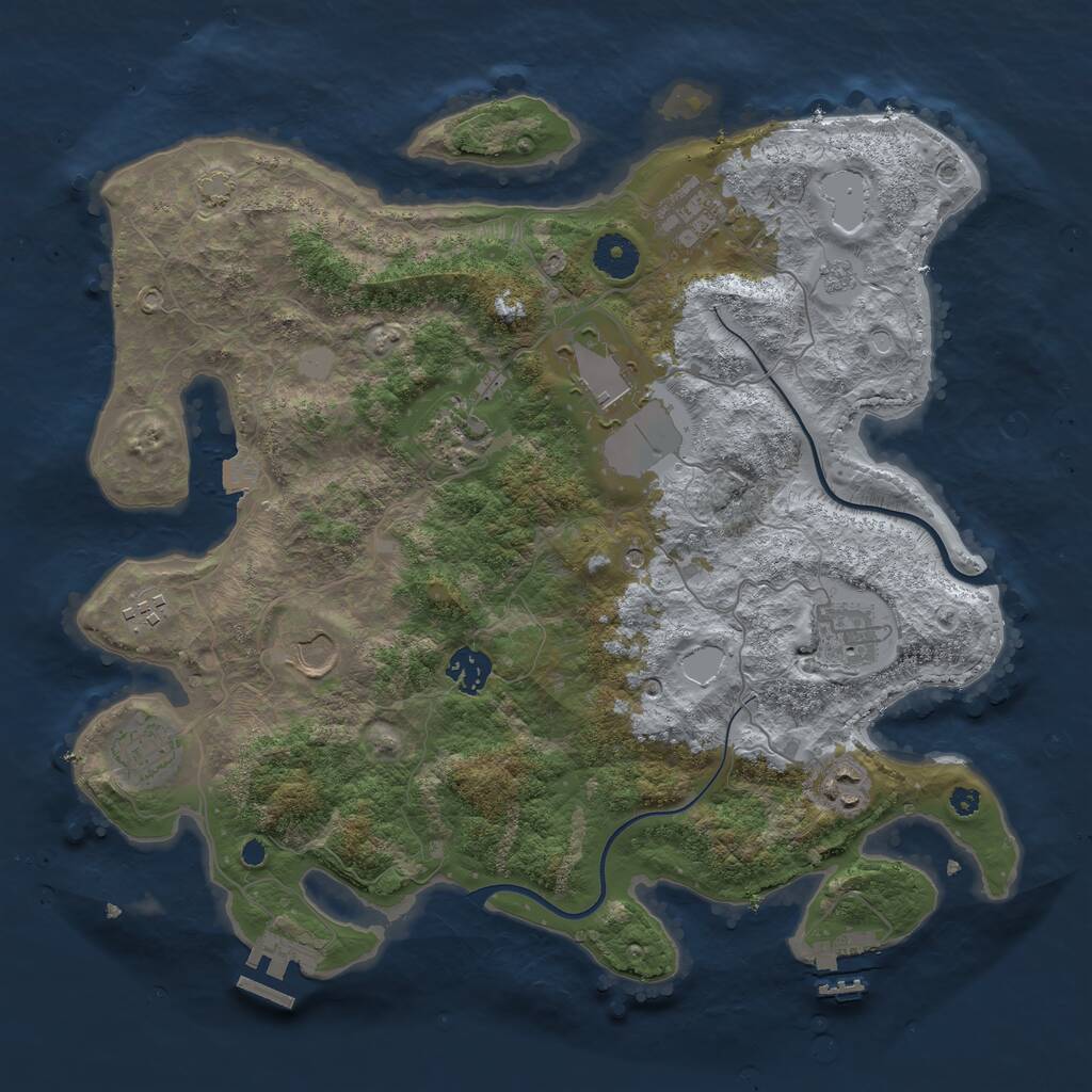 Rust Map: Procedural Map, Size: 3700, Seed: 1929989888, 15 Monuments