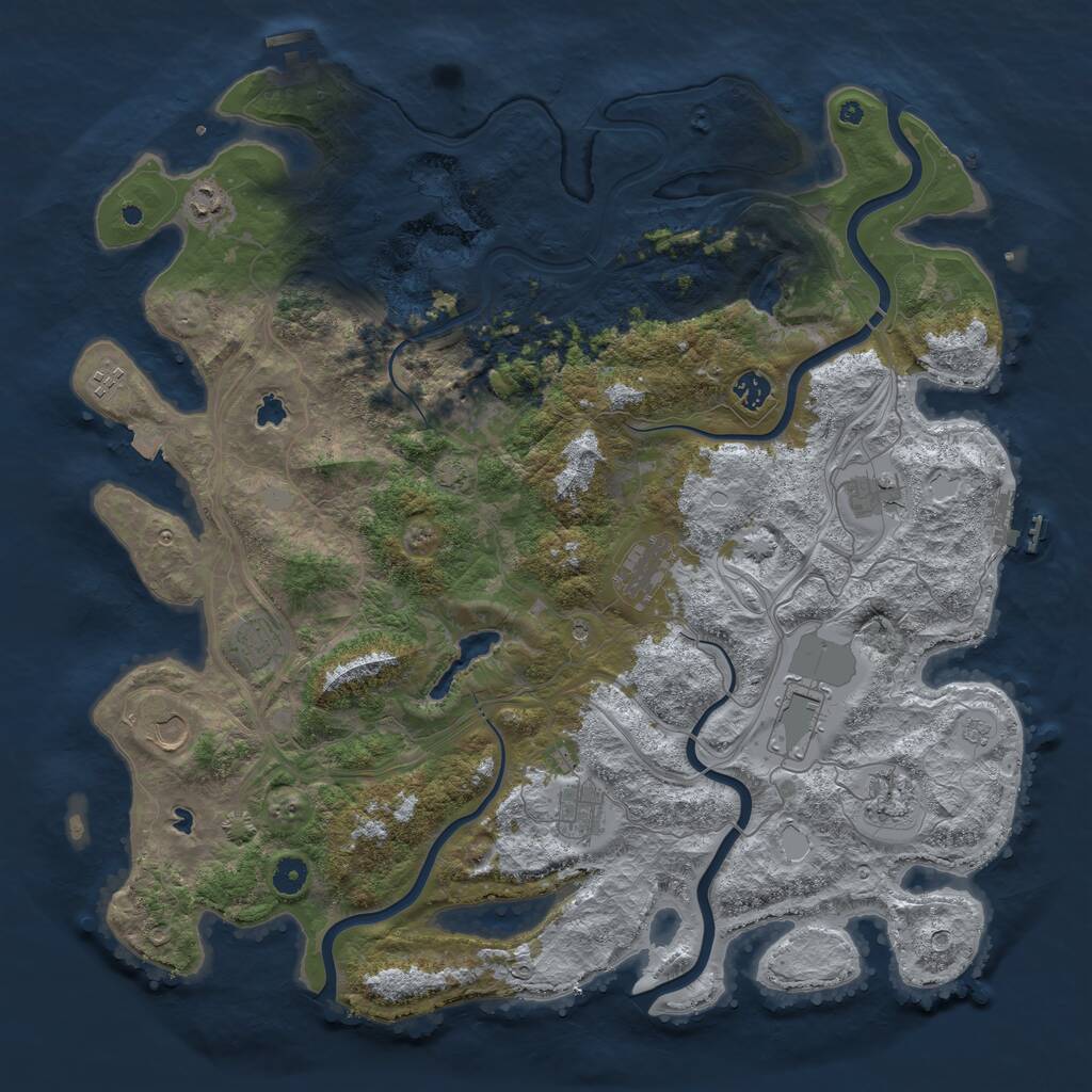 Rust Map: Procedural Map, Size: 4600, Seed: 9943256, 17 Monuments