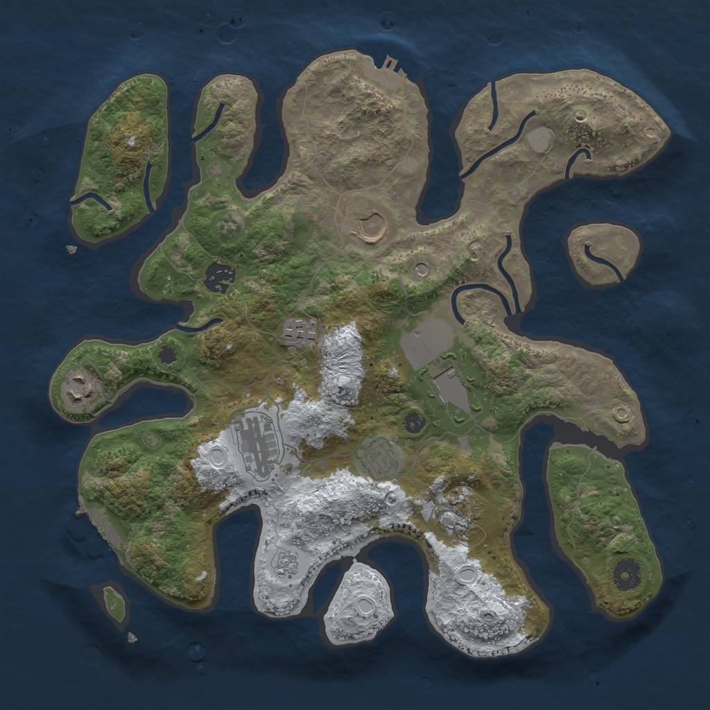 Rust Map: Procedural Map, Size: 3500, Seed: 4416140, 17 Monuments