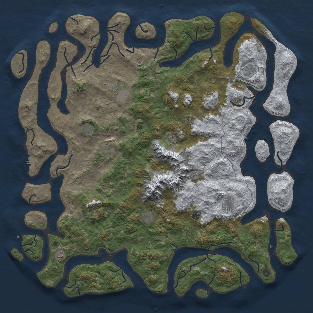 Rust Map: Procedural Map, Size: 6000, Seed: 2200000, 20 Monuments