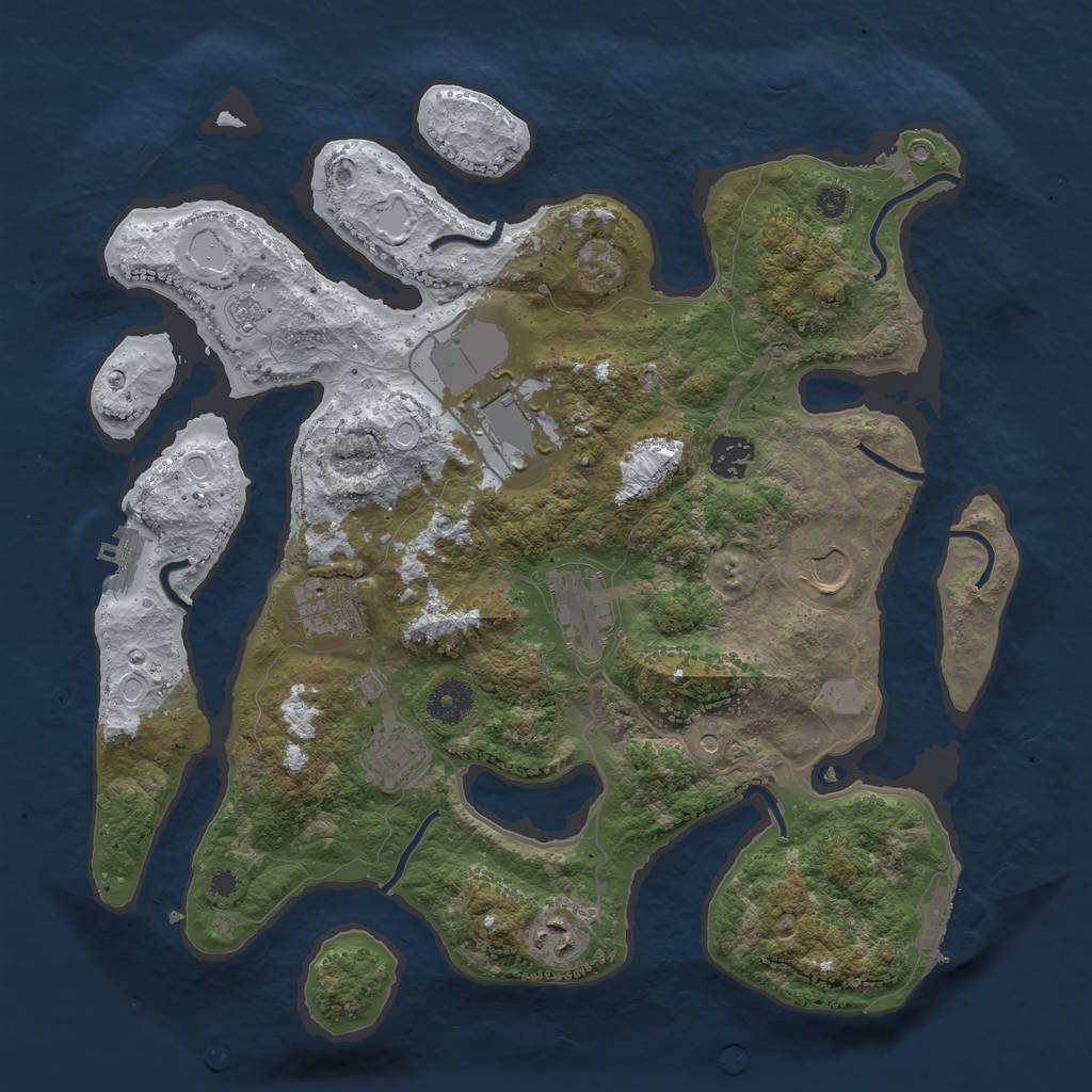 Rust Map: Procedural Map, Size: 3700, Seed: 1033075499, 16 Monuments