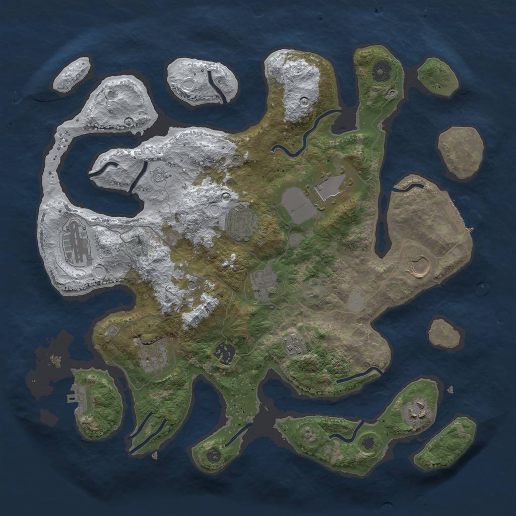 Rust Map: Procedural Map, Size: 3700, Seed: 2126545902, 18 Monuments