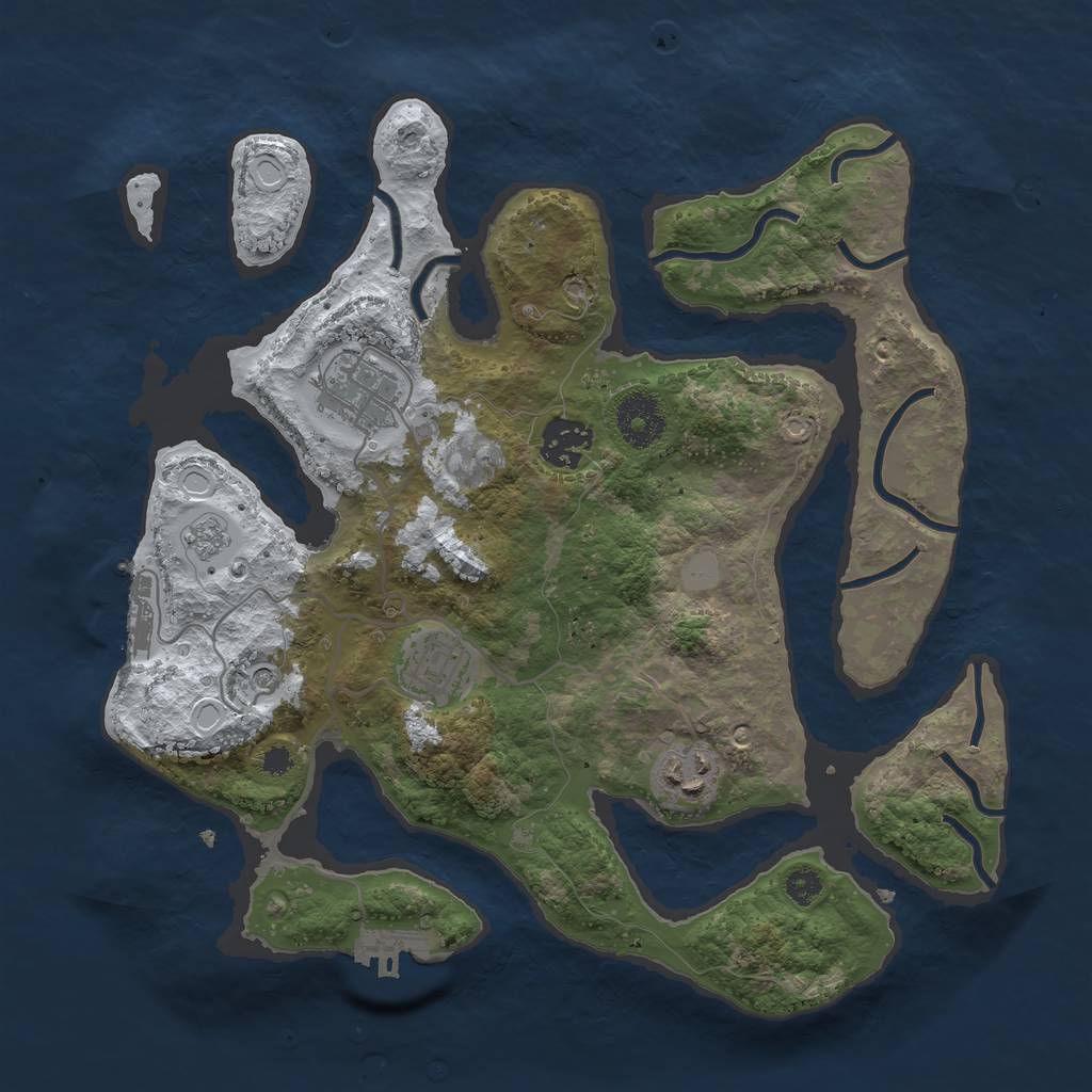 Rust Map: Procedural Map, Size: 3200, Seed: 42, 13 Monuments