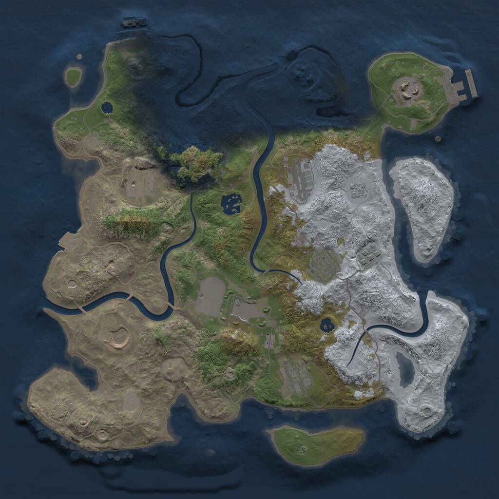 Rust Map: Procedural Map, Size: 3500, Seed: 728349275, 15 Monuments