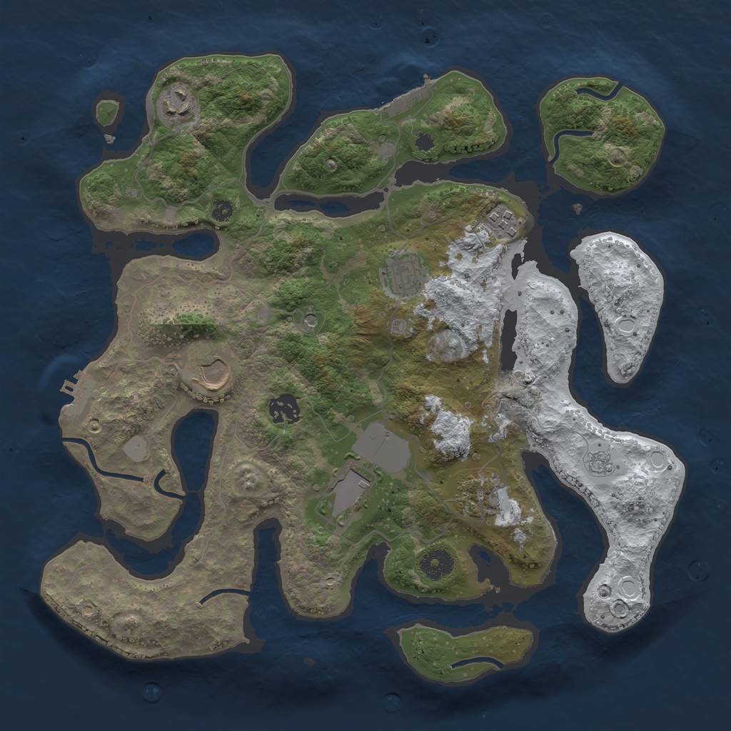 Rust Map: Procedural Map, Size: 3500, Seed: 728349275, 16 Monuments