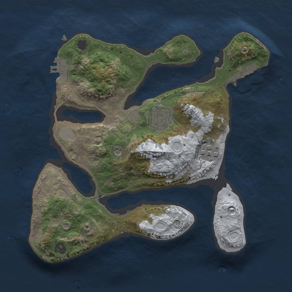 Rust Map: Procedural Map, Size: 2500, Seed: 1245514508, 10 Monuments