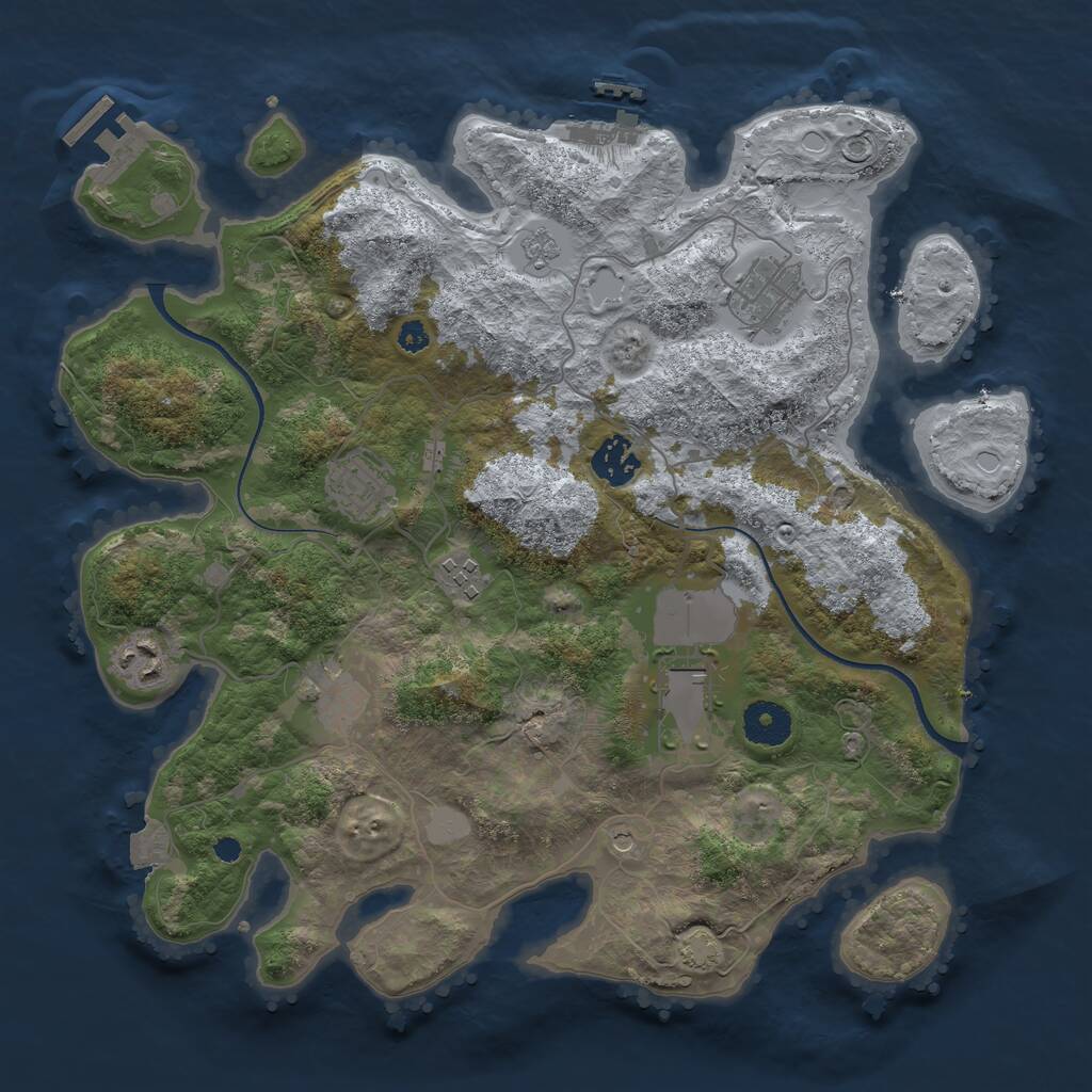 Rust Map: Procedural Map, Size: 3500, Seed: 1906194, 13 Monuments