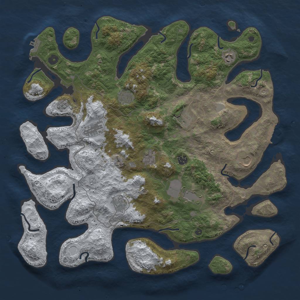 Rust Map: Procedural Map, Size: 4500, Seed: 13830, 19 Monuments