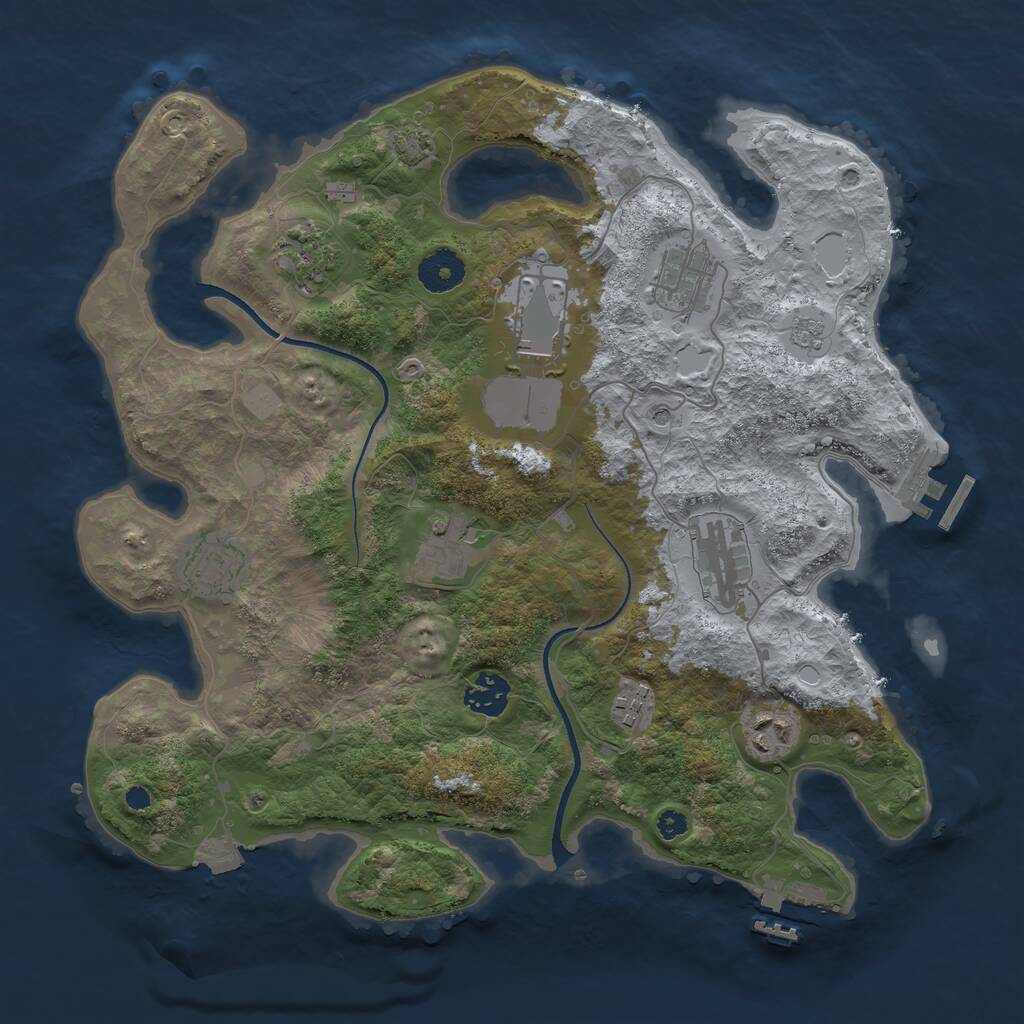 Rust Map: Procedural Map, Size: 3500, Seed: 4500430, 15 Monuments