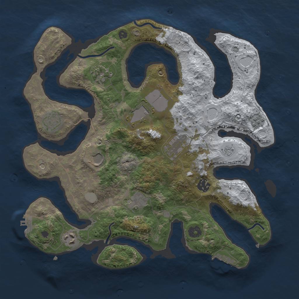 Rust Map: Procedural Map, Size: 3500, Seed: 4500430, 18 Monuments