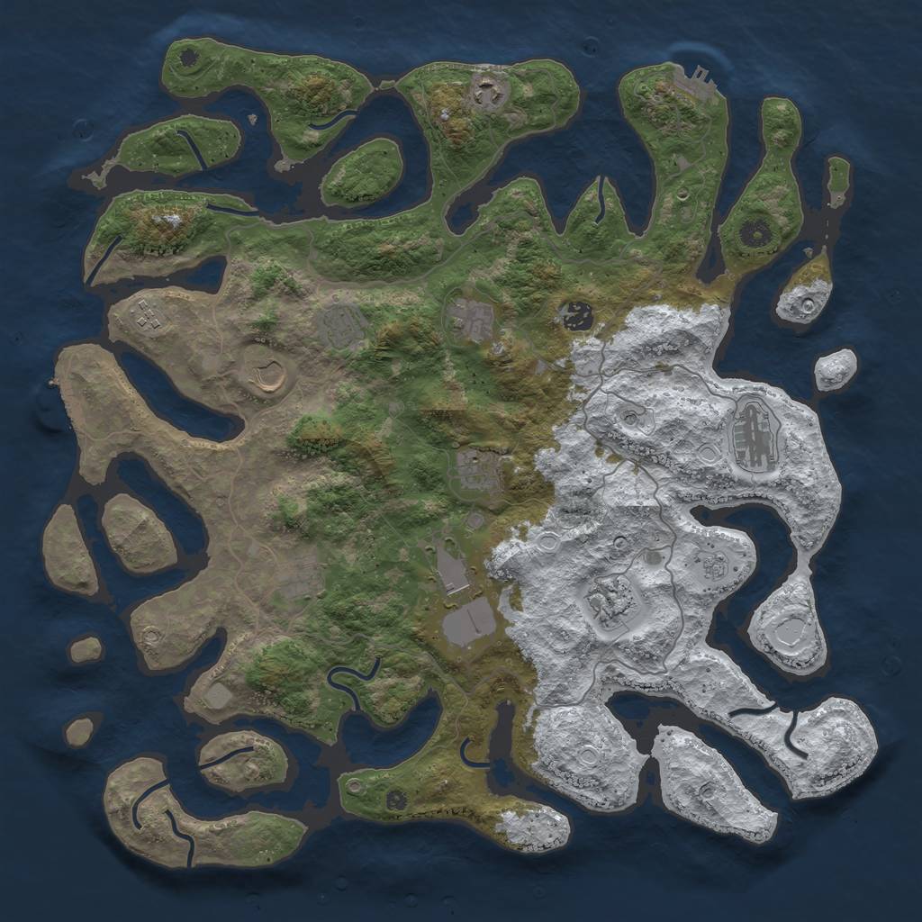 Rust Map: Procedural Map, Size: 4500, Seed: 3500, 20 Monuments